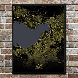 Izmir carte ville city map nuit