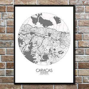 Caracas carte ville city map rond