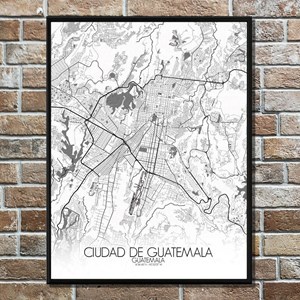 Guatemala carte ville city map n&b