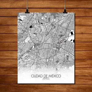 Mexico carte ville city map n&b