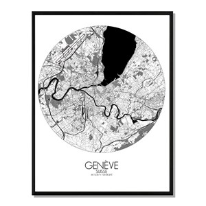 Geneve carte ville city map rond
