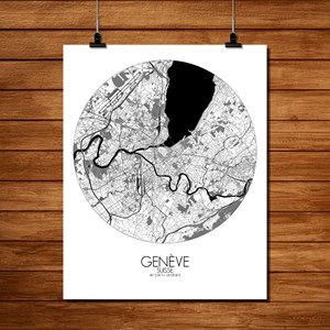 Geneve carte ville city map rond