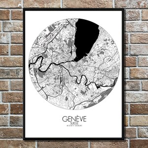 Geneve carte ville city map rond