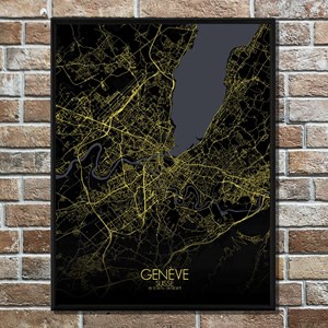 Geneve carte ville city map nuit