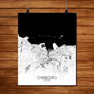 Cherbourg carte ville city map n&b