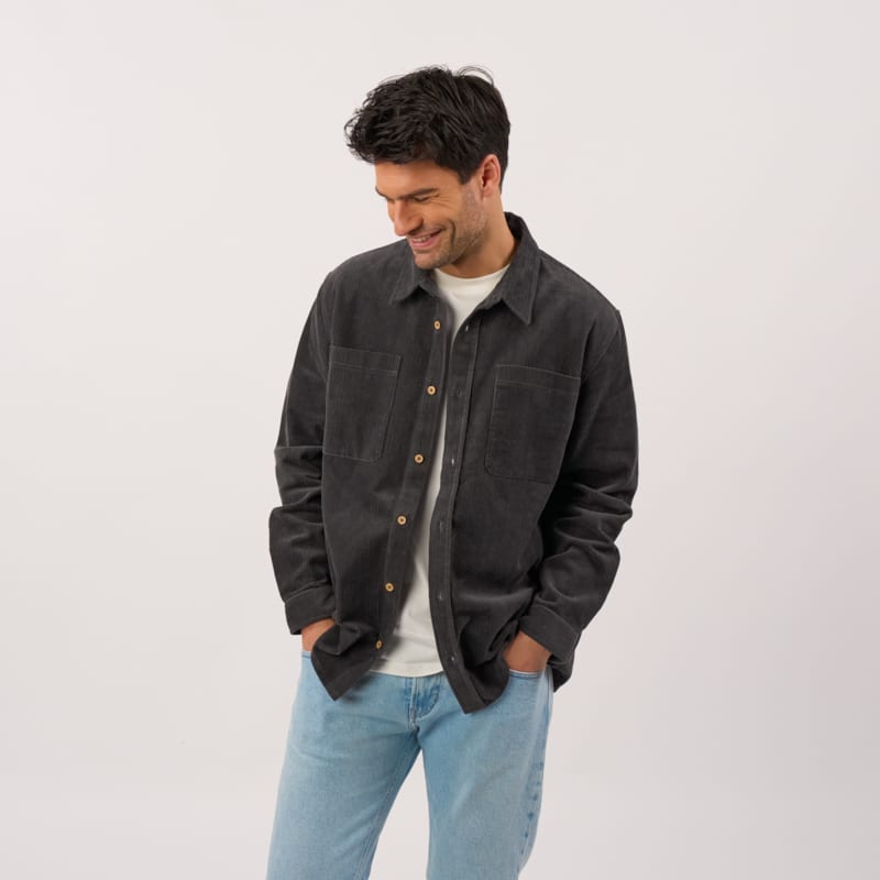 Surchemise oversize en velours gris