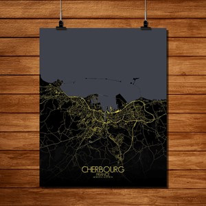 Cherbourg carte ville city map nuit