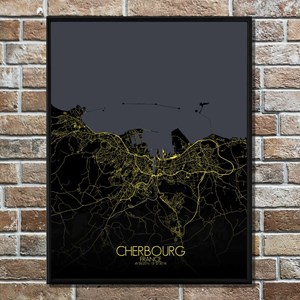 Cherbourg carte ville city map nuit