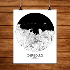 Cherbourg carte ville city map rond