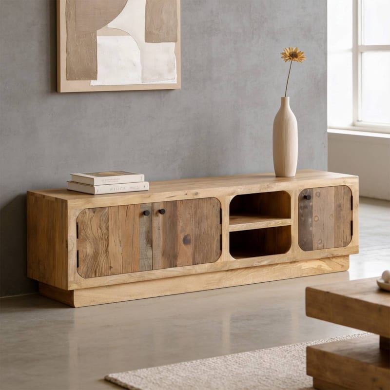 Meuble tv bois de manguier et bois recyclé