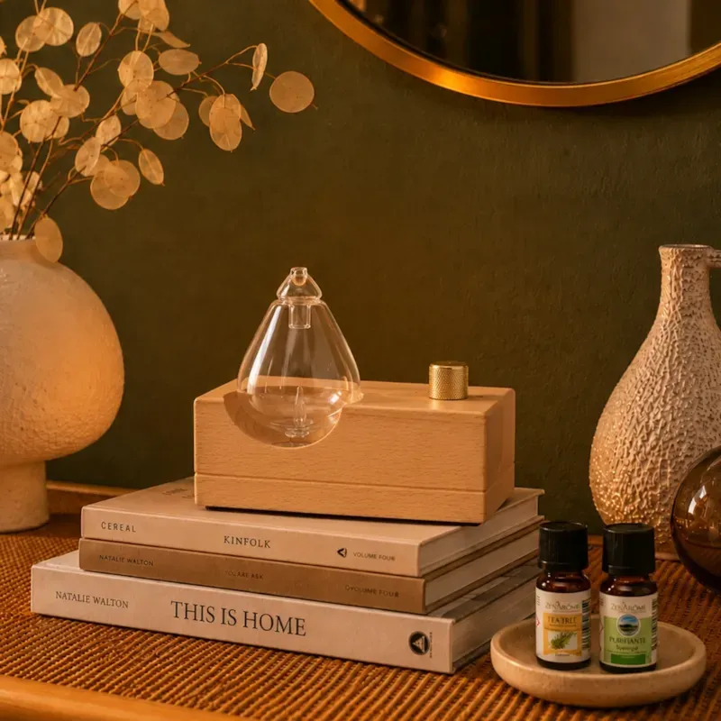 Diffuseur d'huiles essentielles par nébulisation nomade zéphia en bois fsc