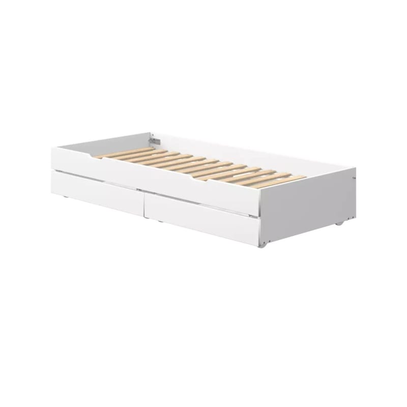 Flexa white lit gigogne extensible 90 x 190 cm avec 2 tiroirs blanc
