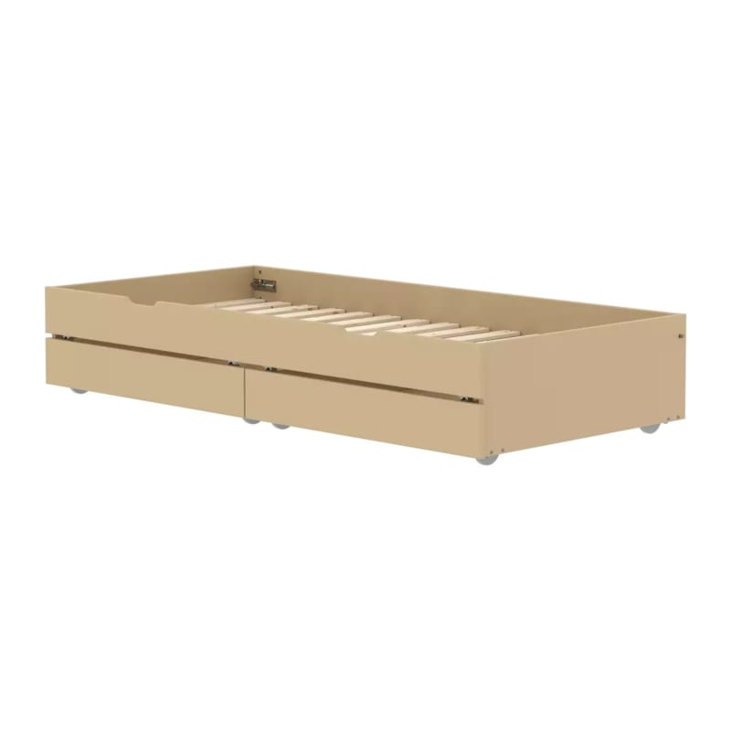 Flexa white lit gigogne extensible 90 x 190 cm avec 2 tiroirs beige sable