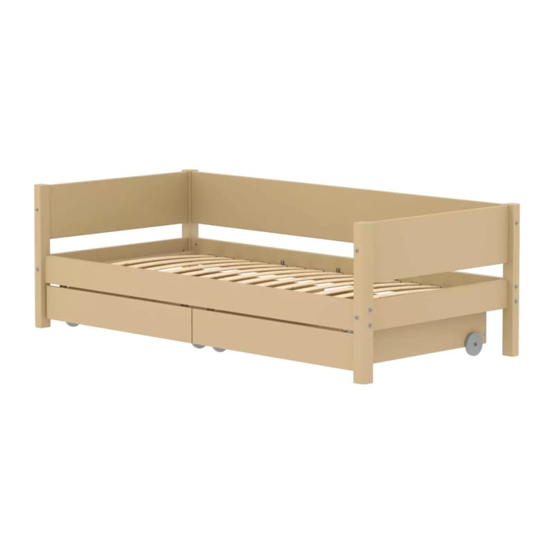 Flexa white banquette-lit 90 x 200 cm avec dossier et 2 tiroirs beige sable