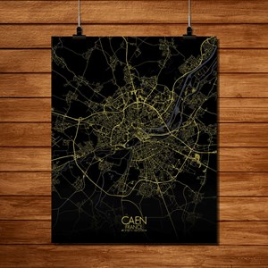 Caen carte ville city map nuit