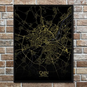Caen carte ville city map nuit