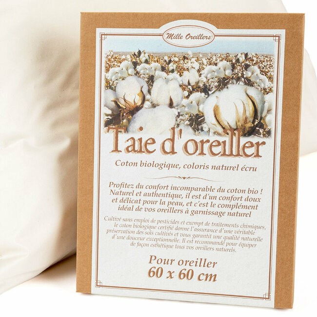 Taie d'oreiller en coton bio - 60 x 60 c