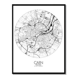 Caen carte ville city map rond