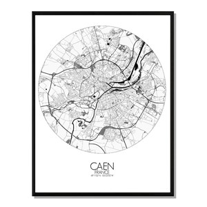 Caen carte ville city map rond