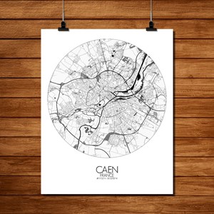 Caen carte ville city map rond