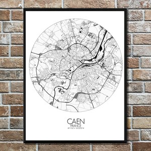 Caen carte ville city map rond
