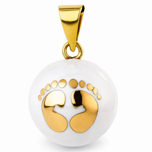 Bola De Grossesse - Bola grossesse collier blanc pieds dorés