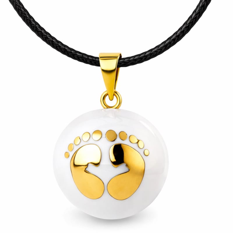 Bola grossesse collier blanc pieds dorés (Bola De Grossesse) - Image 1