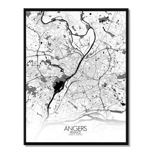 Angers carte ville city map n&b