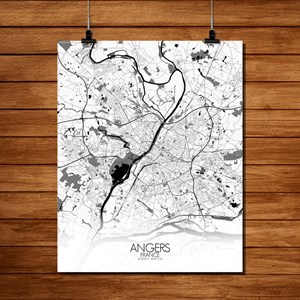 Angers carte ville city map n&b