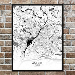 Angers carte ville city map n&b