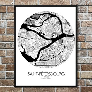 Stpetersbourg carte ville city map rond