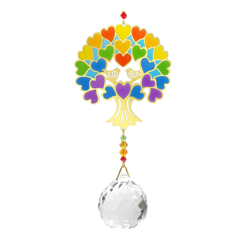 Grand cristal feng shui arbre de vie arc-en-ciel