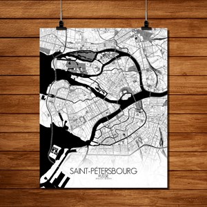 Stpetersbourg carte ville city map n&b