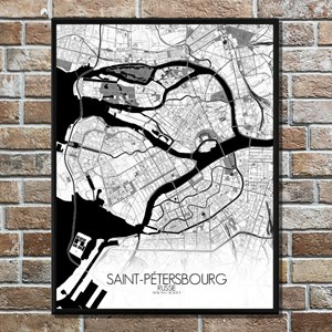 Stpetersbourg carte ville city map n&b