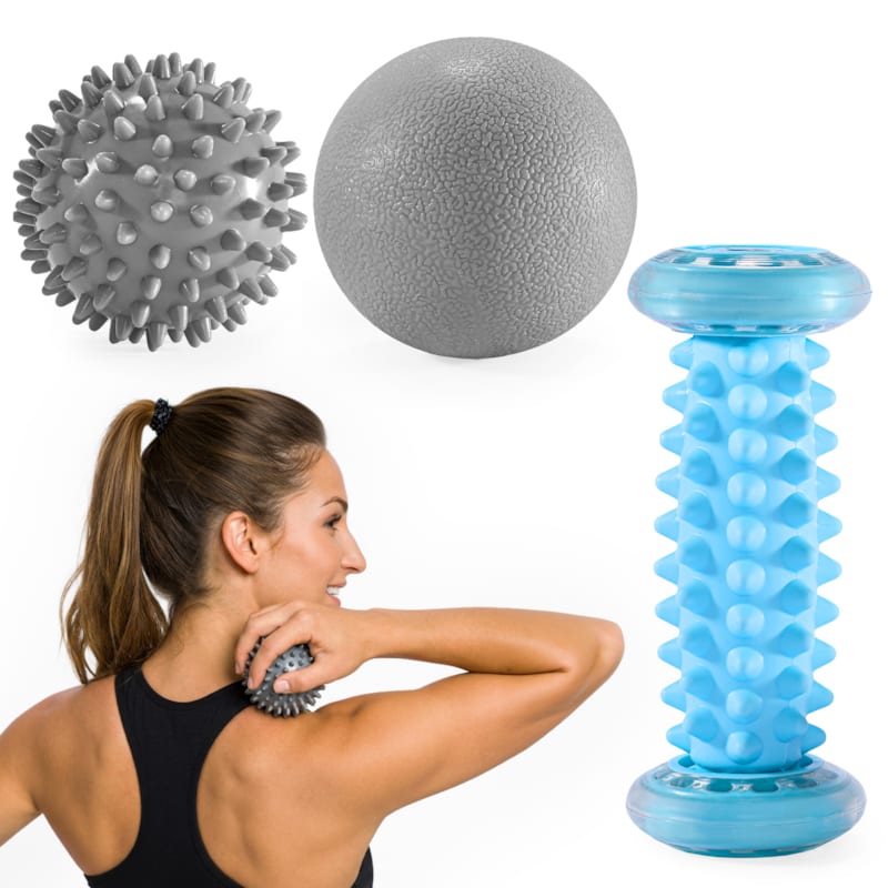 Kit de massage 3 en 1 hypermotion balles et rouleau de massage pieds et corps