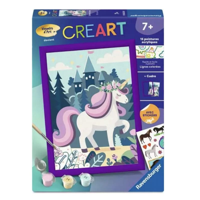 Creart peinture au numero licorne et chateau
