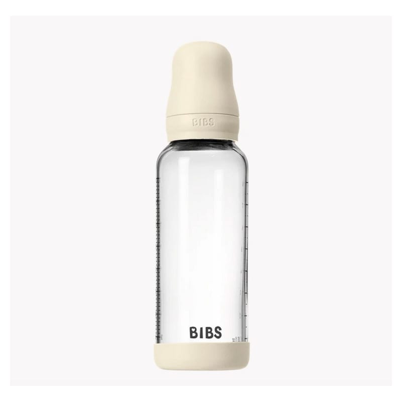 Biberon en verre tetine en latex - 240ml ivory
