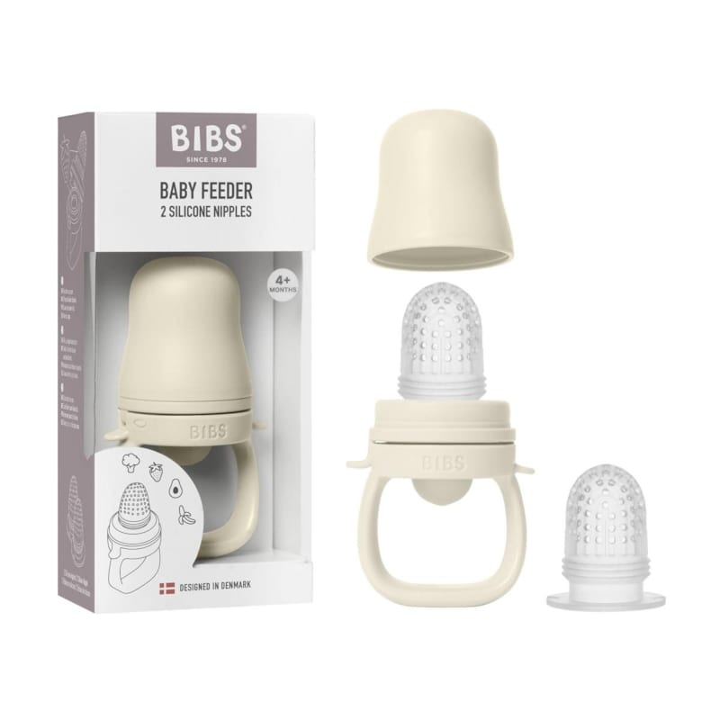 Grignoteuse pour bebe avec 2 tetines en silicone couleur ivoire (Bibs) - Image 1