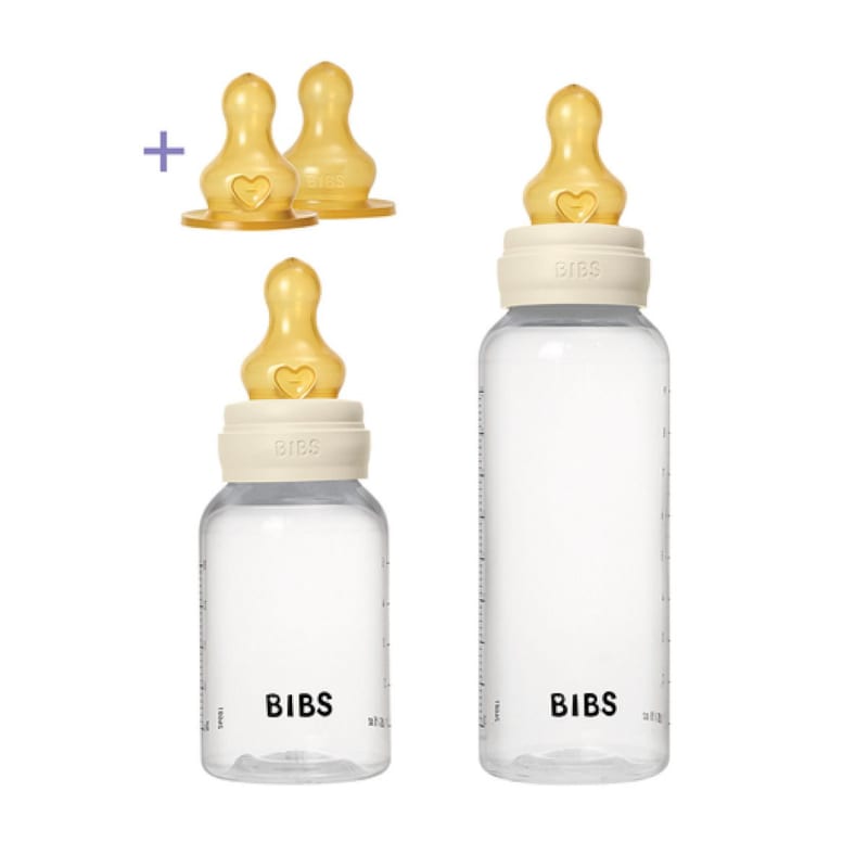 Kit 2 biberon en verre avec tetine ronde en latex 150ml - 270ml (Bibs) - Couverture