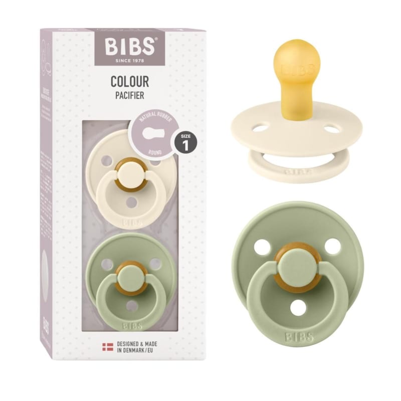 Lot de 2 sucettes - latex de caoutchouc naturel - taille 1 0-6 mois ivoire-sauge (Bibs) - Image 3
