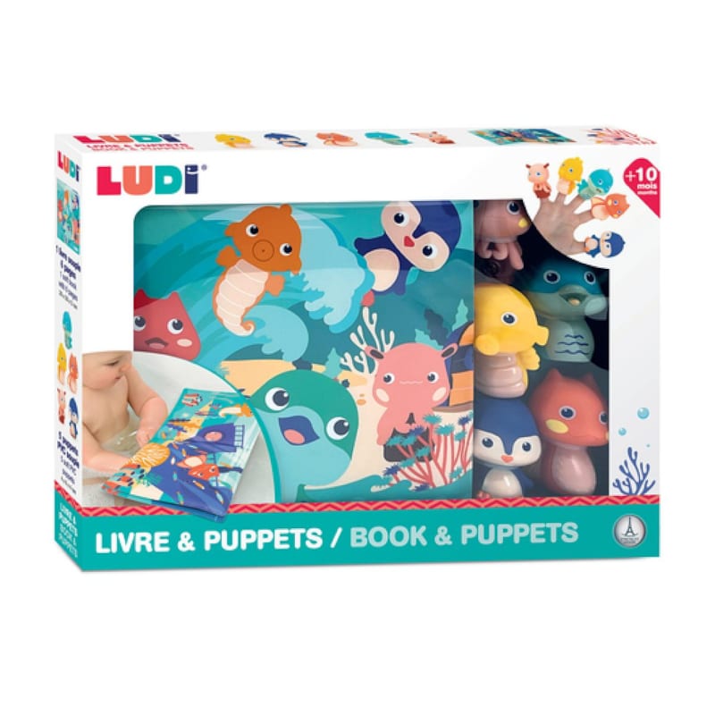 Livre de bain avec 5 marionnettes (Ludi) - Image 1