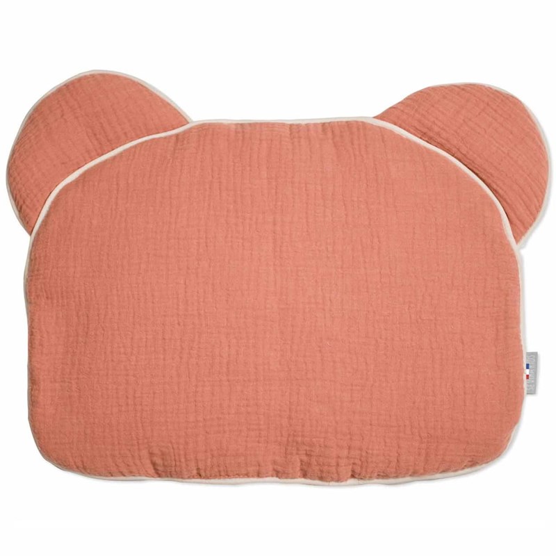 Sevira Kids - Oreiller bébé plat ourson gaze jeanne