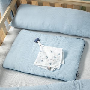 Doudou-lange attache tétine gaze bleuet
