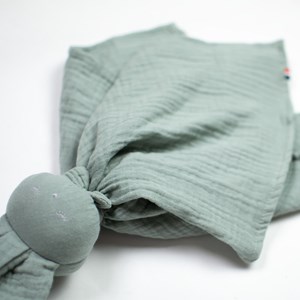 Doudou lapin  gaze jeanne vert de gris