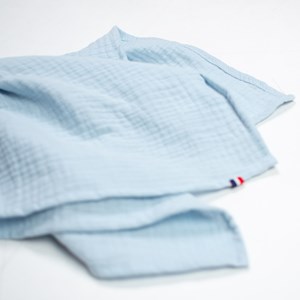 Doudou lapin  gaze jeanne bleu 50 x 50