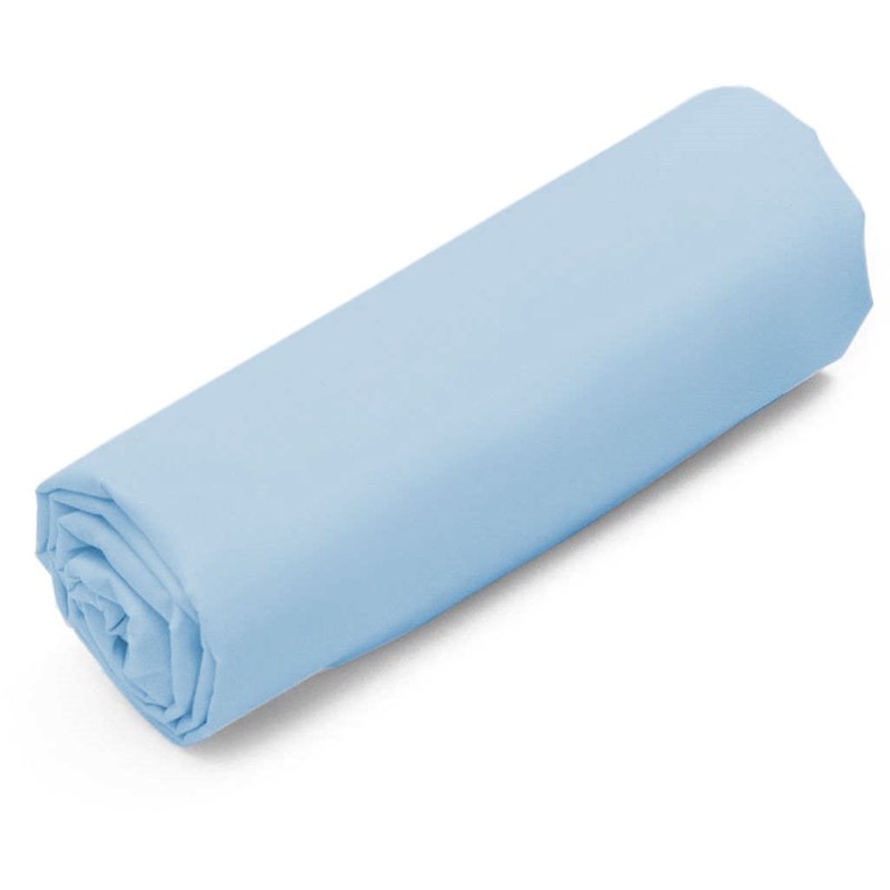 Drap-housse coton bleu ciel 60x120