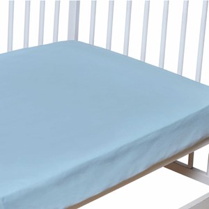 Drap-housse coton bleu ciel 60x120