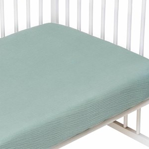 Drap housse gaze de coton uni vert