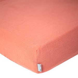 Drap housse en gaze de coton terracotta