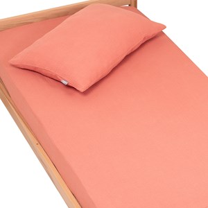 Drap housse en gaze de coton terracotta